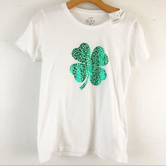 J Crew Metallic Clover Heart St Patrick's Collector T-Shirt  XS. - Picture 1 of 5
